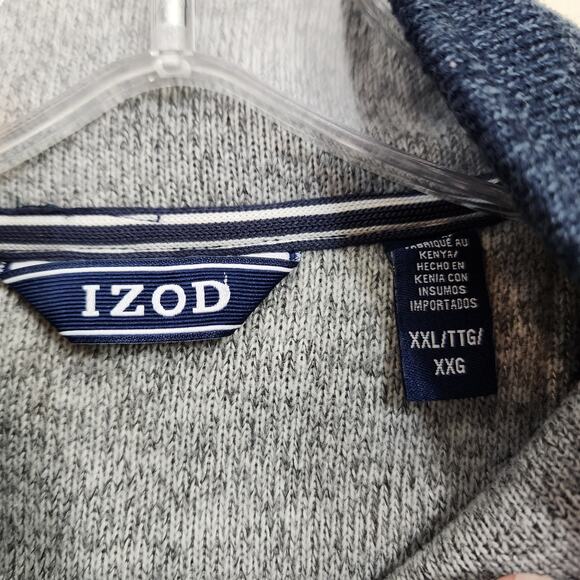 Izod 1/4 zip heather blue long sleeve fleece pullover sweatshirt Men's size XXL - Picture 2 of 7